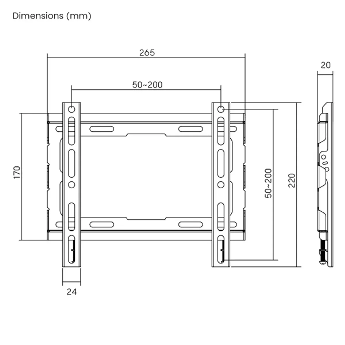 Stansson WM-2343 fali konzol 23"-43" VESA 50x50;75x75;100x100;150x150;200x200 forgatható igen billenthető igen kábelrendező van #6