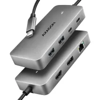 Axagon HMC-CUB83X2 USB-C hub 7in1 10Gbps USB-C USB-A HDMI DisplayPort RJ-45 15 cm kábel