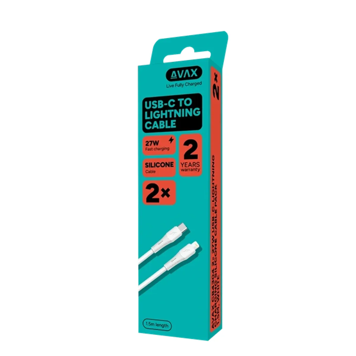 AVAX_CB4304 2x 27W USB-C - Lightning szilikon töltőkábel 1.5 m fehér #2