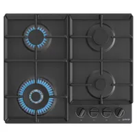 GORENJE 745400 GW641BFB 4 égő 1 wok égő, egykezes szikragyújtás, öntöttvas edénytartó rács, fekete, 60 cm szélesség, 52 cm mélység, 13 cm magasság