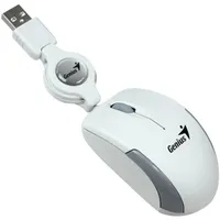 Genius 31010125108 MicroTraveler V2 fehér USB optikai 2-1 gomb 1000 dpi visszacsévélő vezeték kétkezes micro