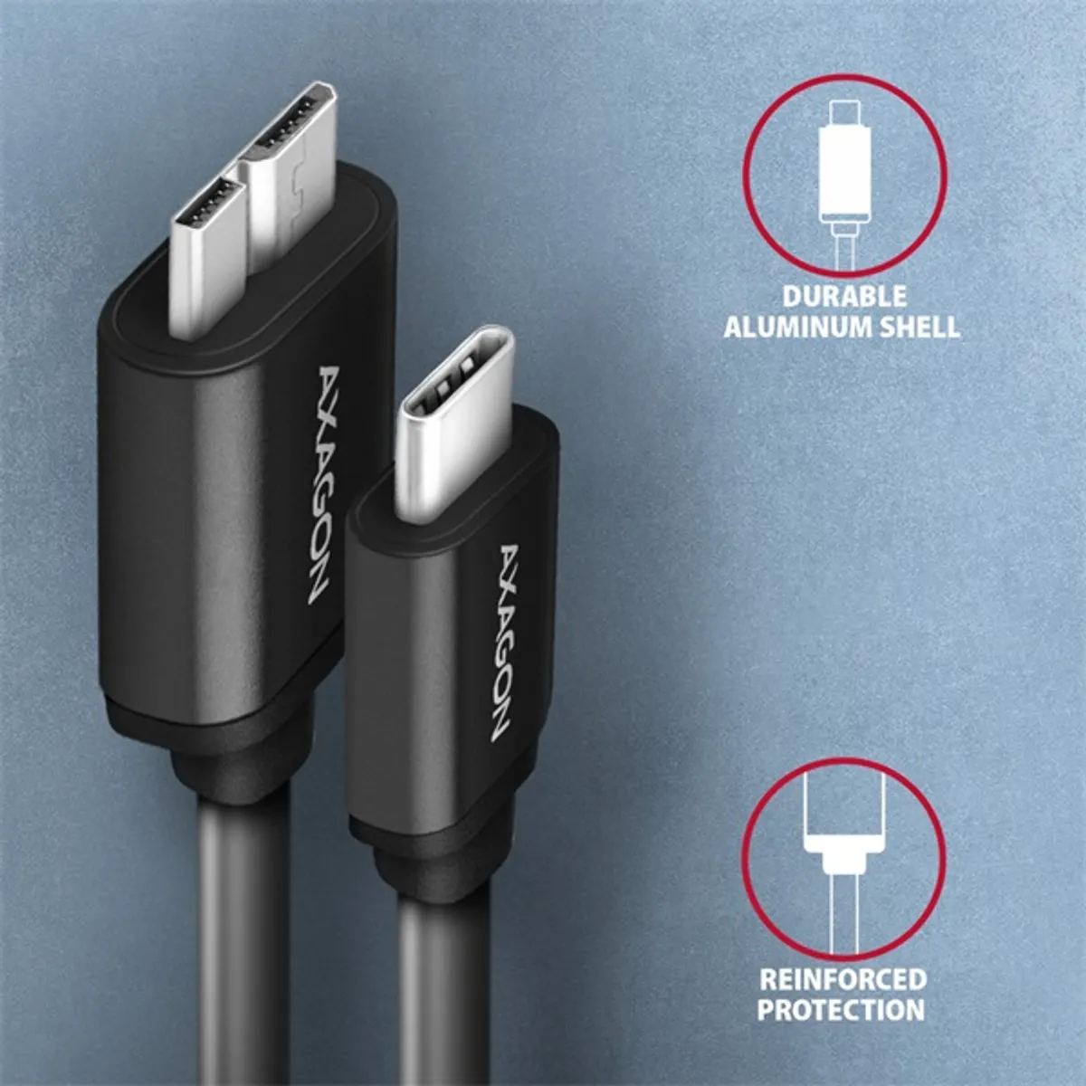 AXAGON BUMM3-CM10AB USB-C és Micro USB B adat-töltő kábel 1 m fekete #3