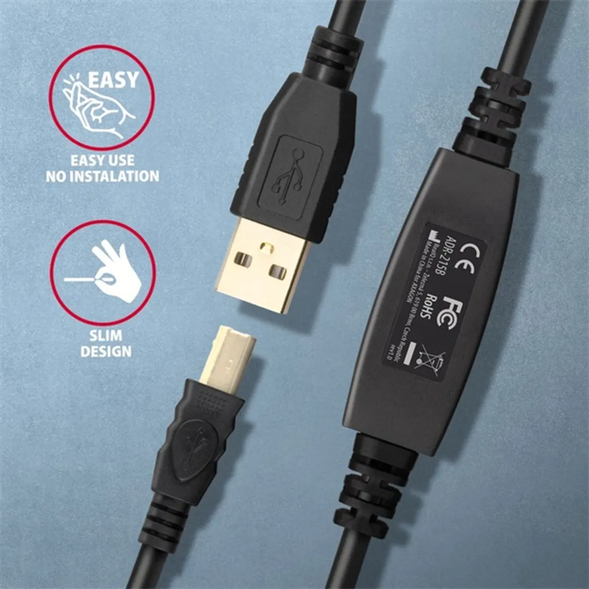 AXAGON ADR-215B aktív USB 2.0 átjátszó kábel 1500 cm #3