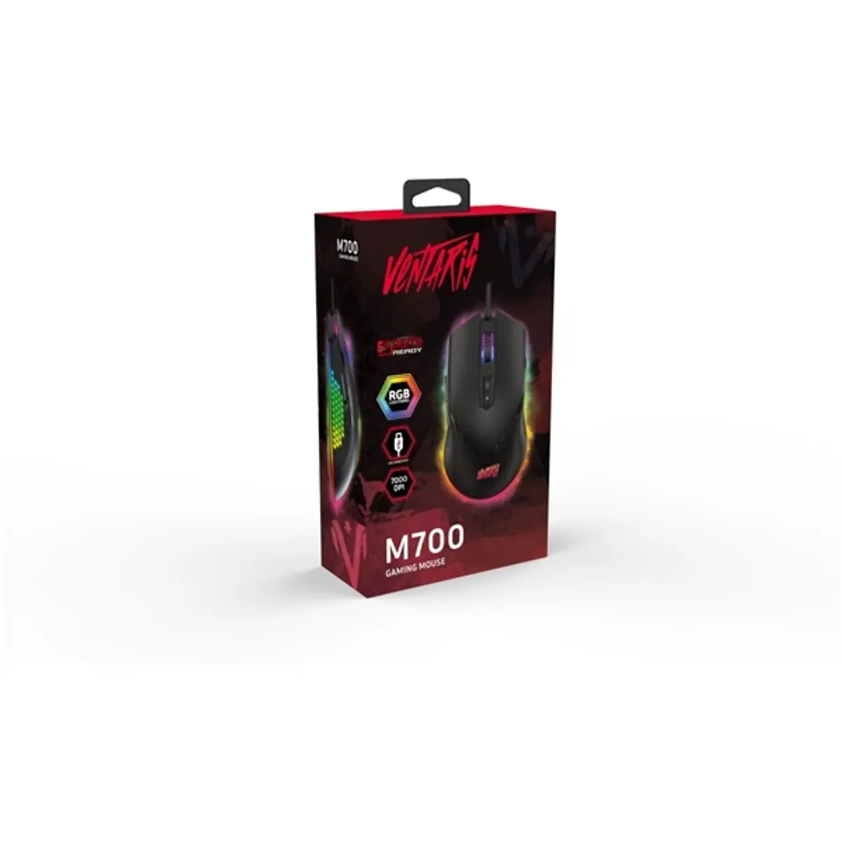 Ventaris M700 optikai pmw3325 rgb gamer egér 7000 dpi 7 programozható gomb usb #4