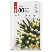 EMOS D4AW02 karácsonyi LED fényfüzér 8m 80LED meleg fehér zöld kábel IP44 időzítő beltéri-kültéri #6