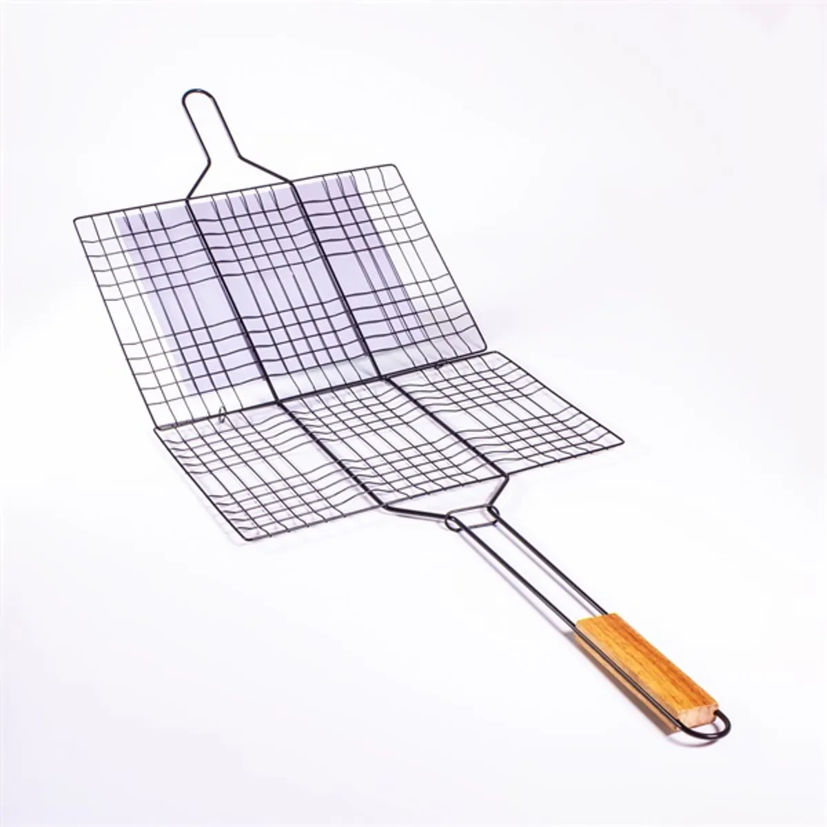 IRIS KT-203 BBQ nyeles grillrács fa fogantyú 34 cm x 22 cm #2