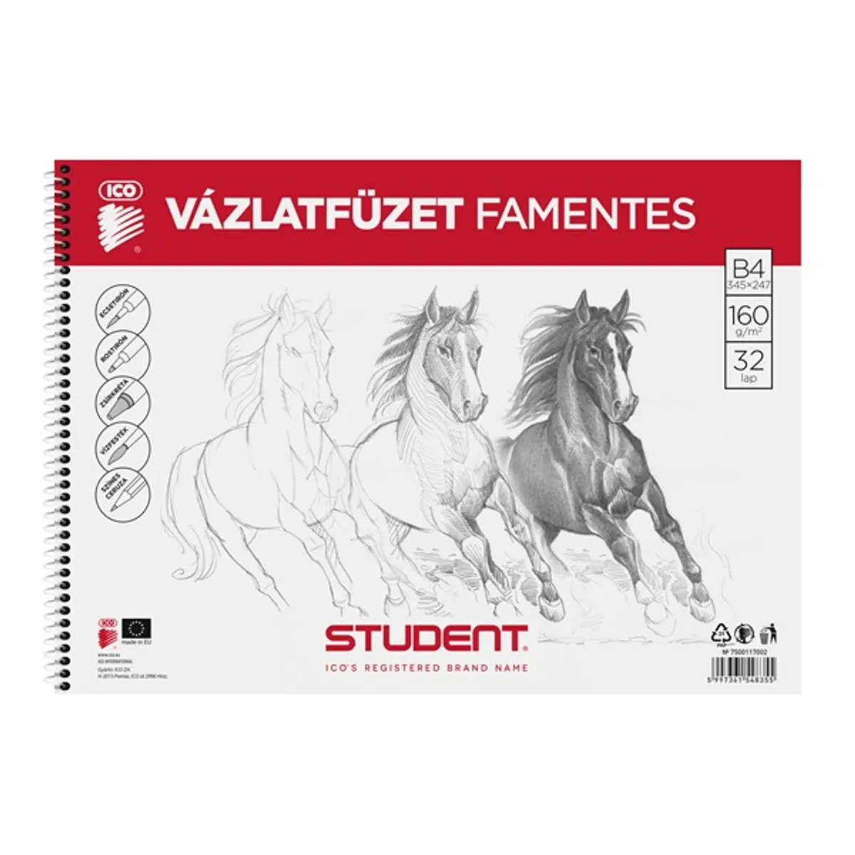 ICO 7500117002 Vázlatfüzet B4 32 oldal 160 g m2 famentes fekvő #1