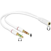 DELOCK 65585 fejhallgató adapter 1x 3,5 mm 4-pin anya, 2x 3,5 mm 3-pin apa, 20 cm, fehér, audio #1