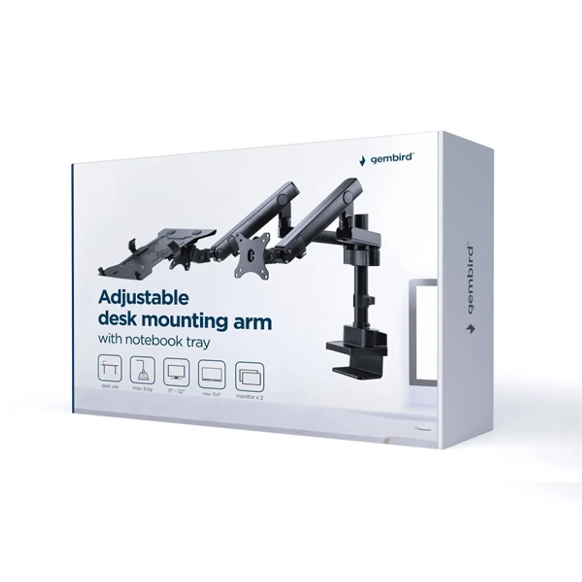 GEMBIRD MA-DA3-02 asztali monitor- és notebook konzol 17"-32" fekete, 2-kijelzős, VESA 75x75;100x100, 8 kg #7