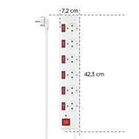 Hama 00223159 Hálózati elosztó 6 aljzat, 6 kapcsolók, 1,4 m, fehér, túlfeszültség-védett, SCHUKO #4