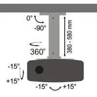 SBOX PM-18S projektortartó alumínium fehér 360 fok forgás 15 fok billentés 380-580 mm magasság 13,5 kg terhelhetőség #3