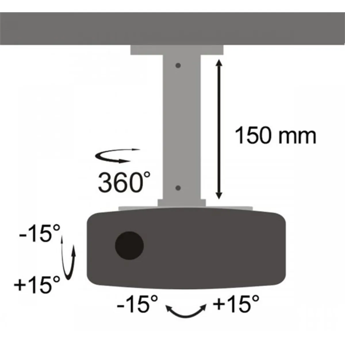 SBOX PM-18 mennyezeti projektor tartó alumínium fehér max 150 mm 13,5 kg forgatható 360° billenthető 15° kábelrendező 54-320 mm kompatibilis projektor #3