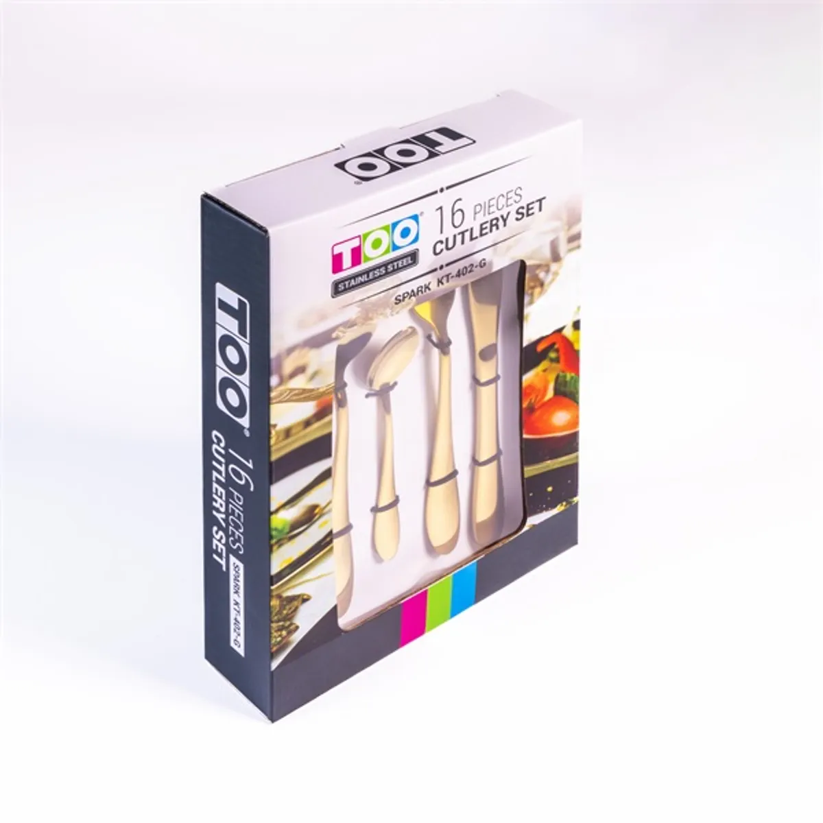 TOO KT-402 G Spark 16 db-os arany rozsdamentes acél evőeszköz készlet #3