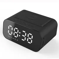 IRIS DC-110-B-QI Ébresztőóra és töltő 15W Qi töltő Bluetooth hangszóró FM rádió hőmérséklet kijelzés USB pendrive TF kártya 2000 mAh