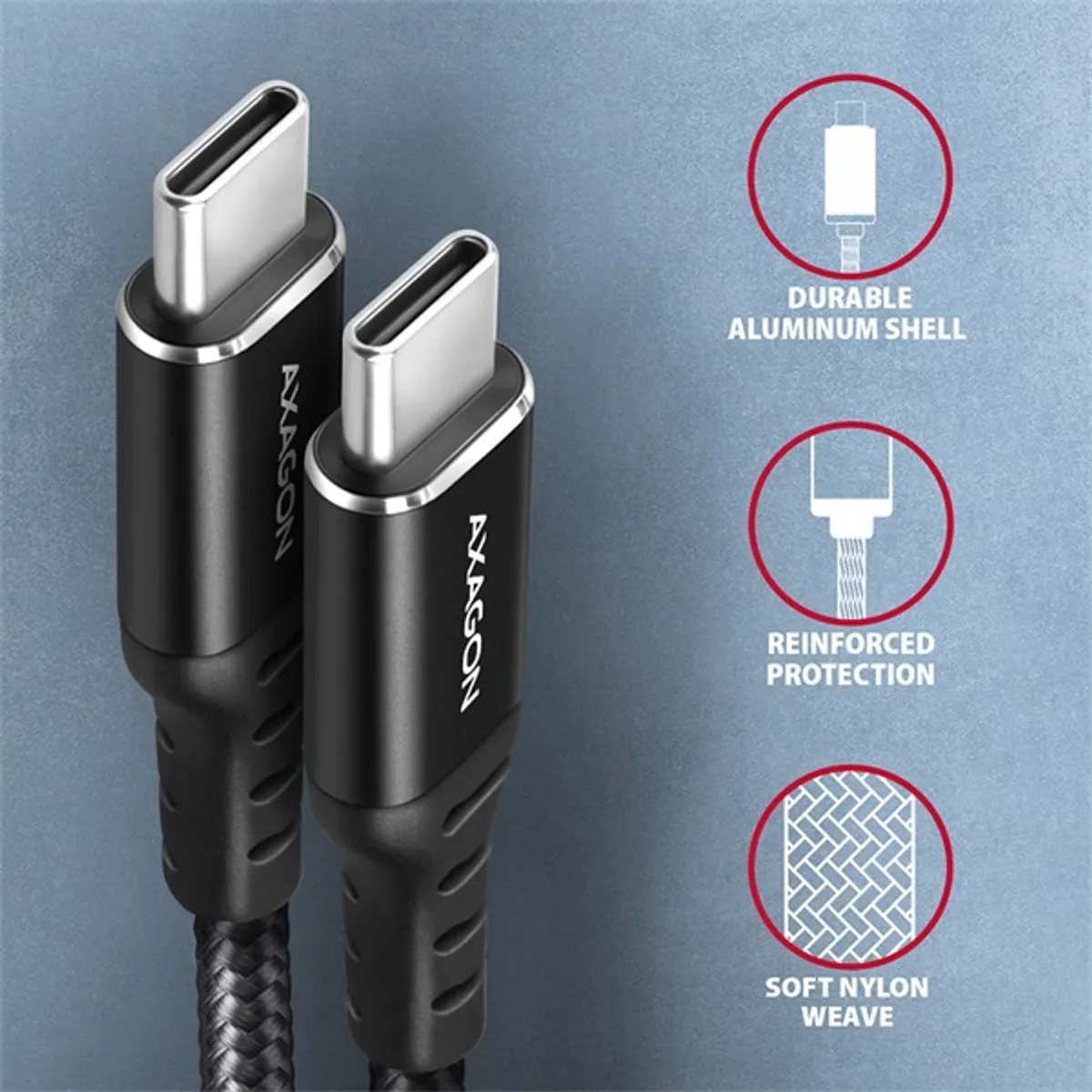 Axagon BUCM2-CM30AB CHARGE USB-C adat- és töltőkábel 3m fekete #3