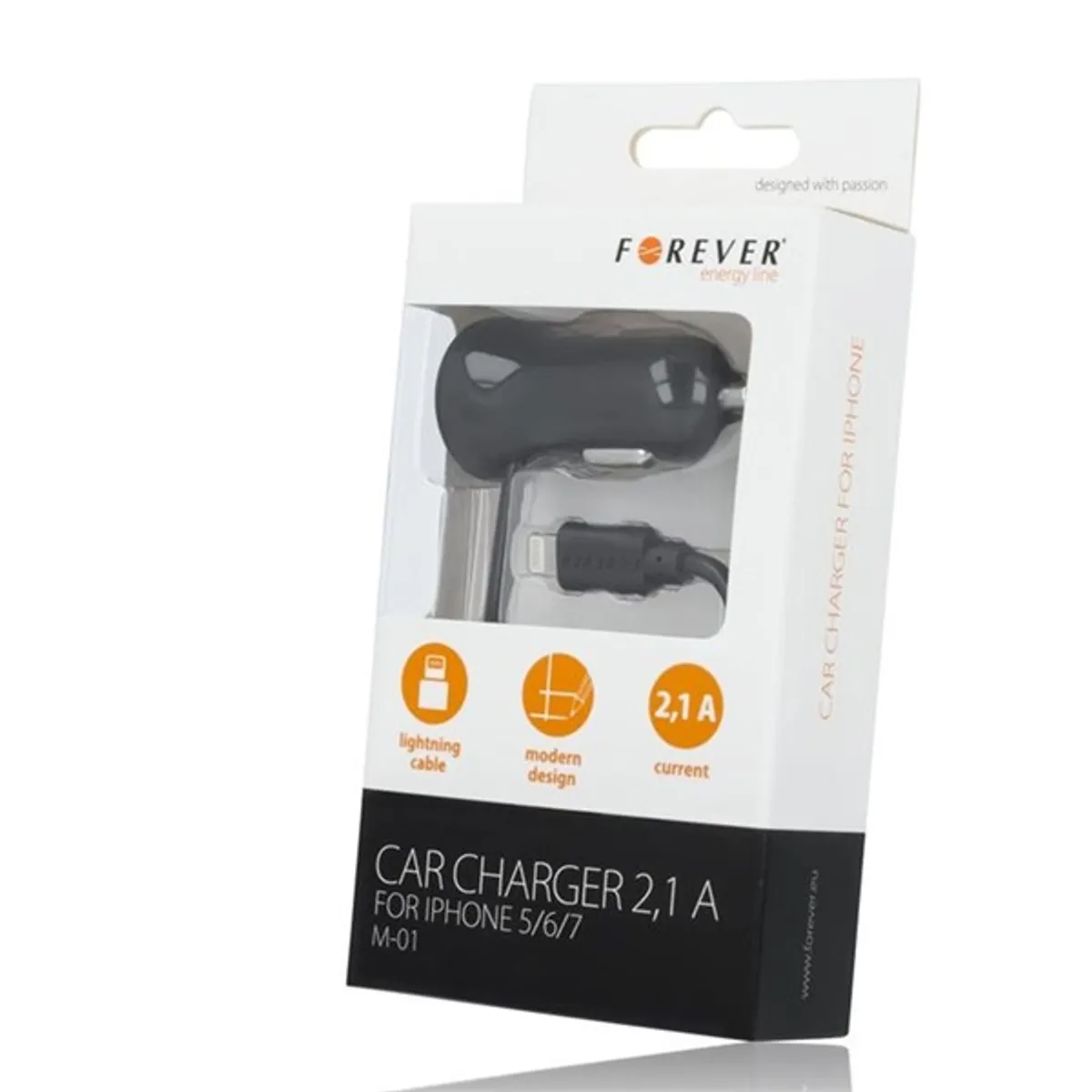 FOREVER FE542243 autós töltő iPhone Lightning 2,1 A 12-24 V 1,2 m #1