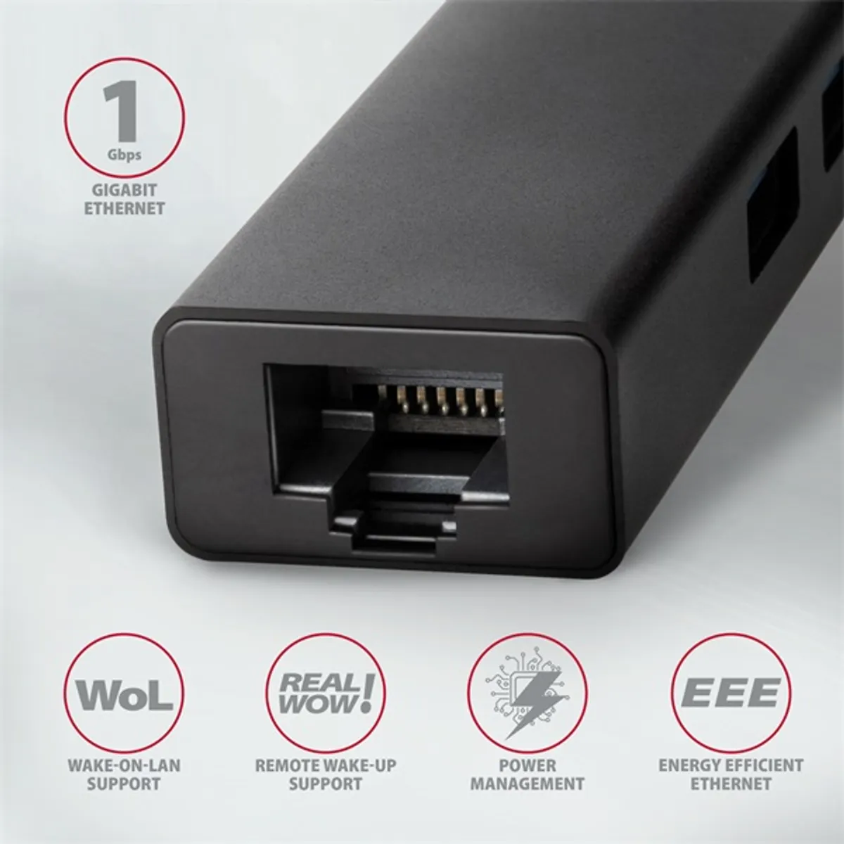 AXAGON HMC-GL3A USB-C hub és Gigabit LAN 3 USB-A RJ-45 5 Gbps 20 cm USB-C kábel #3