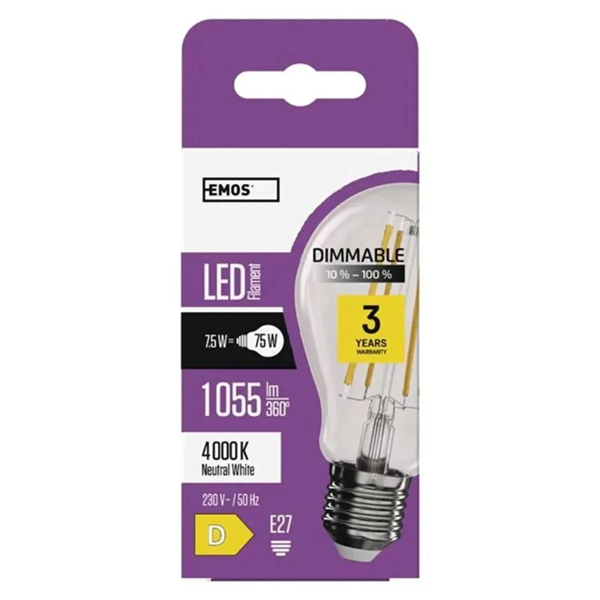 Emos ZF5254D Filament LED izzó E27 8W 1055 lm 4000 K természetes fehér energiaosztály D 25000 h #2