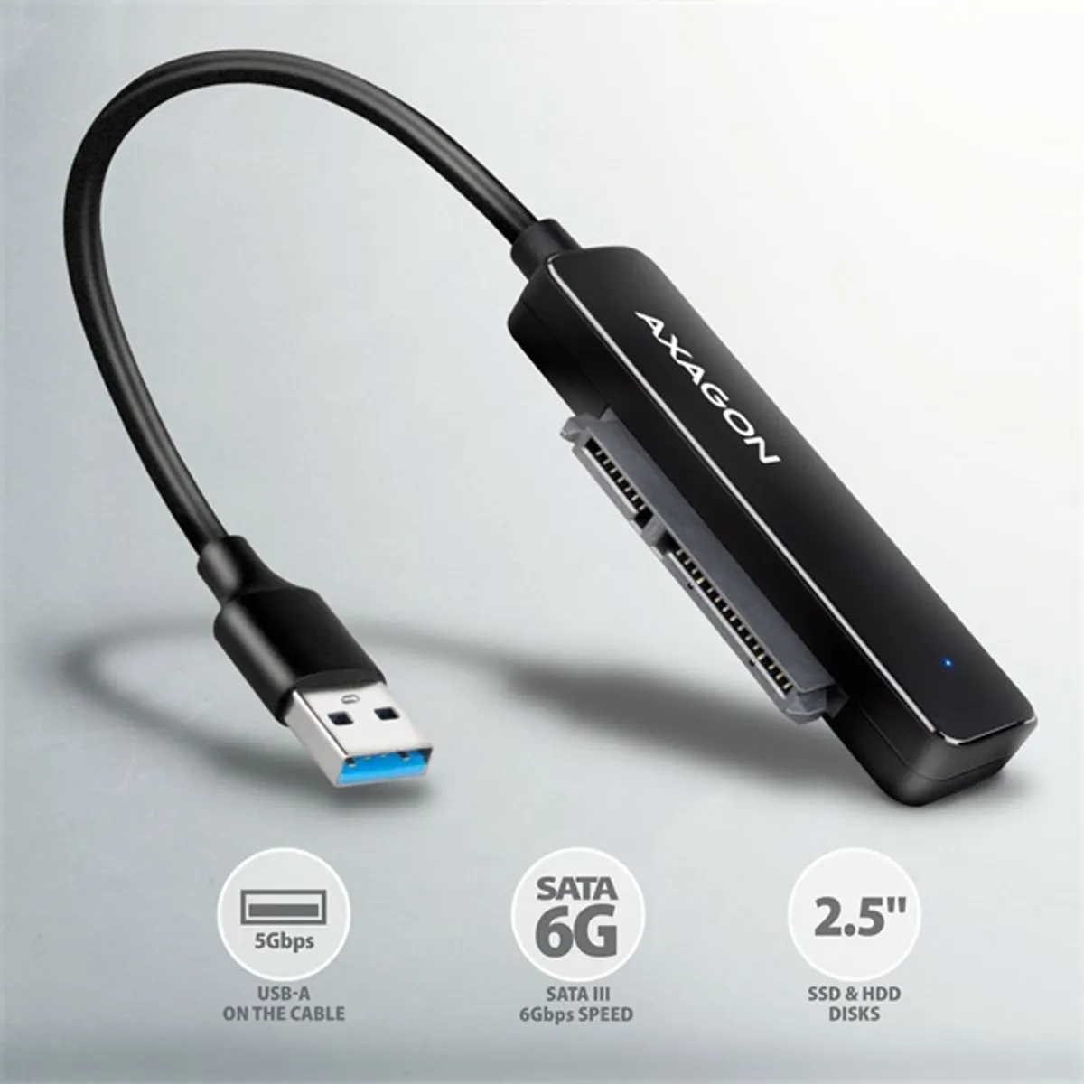 AXAGON ADSA-FP2A Slim USB-A 5Gbps SATA 2,5" SSD HDD adapter 20 cm fekete #2