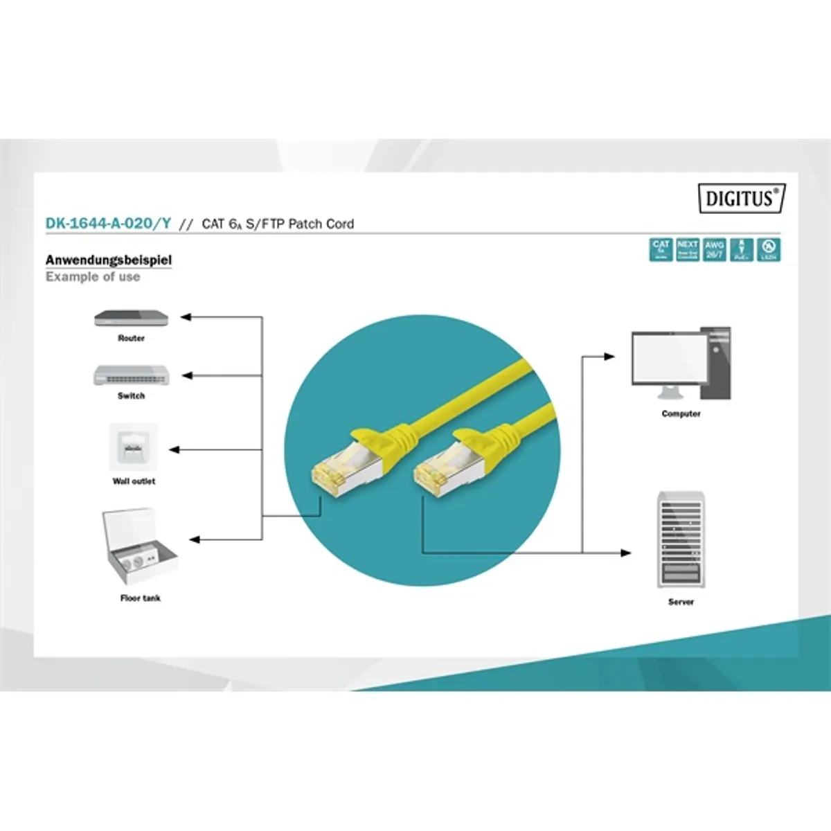 Digitus DK-1644-A-020/Y Cat6A S-FTP LSZH patch kábel 2 m sárga #3