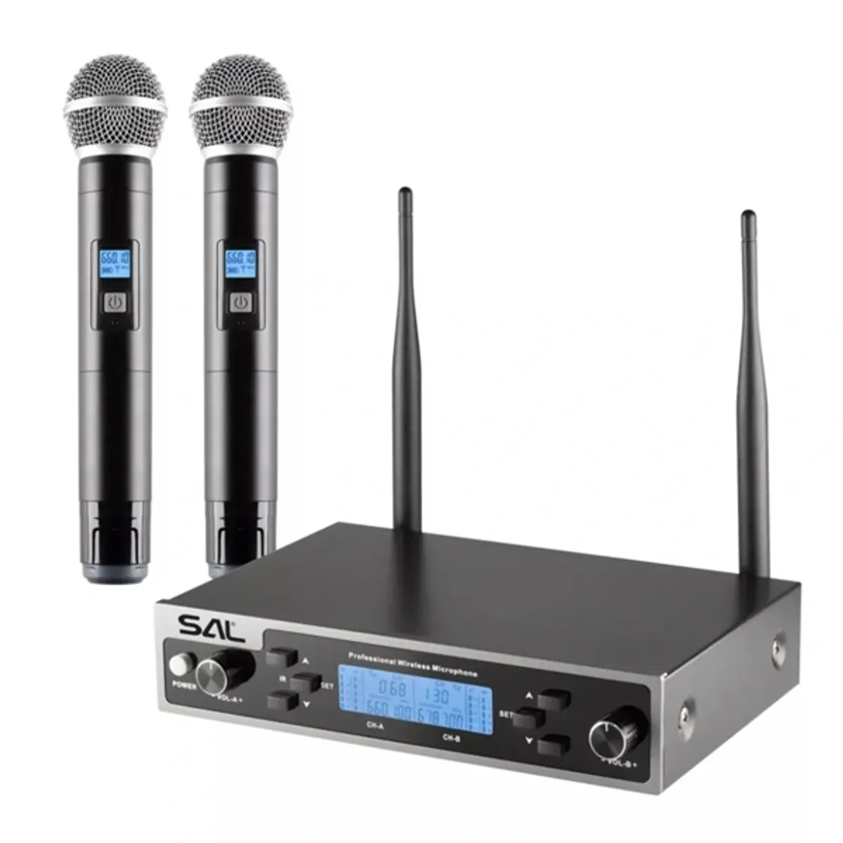 Sal MVN610 vezeték nélküli mikrofon szett fém 2x100 UHF csatornás #1