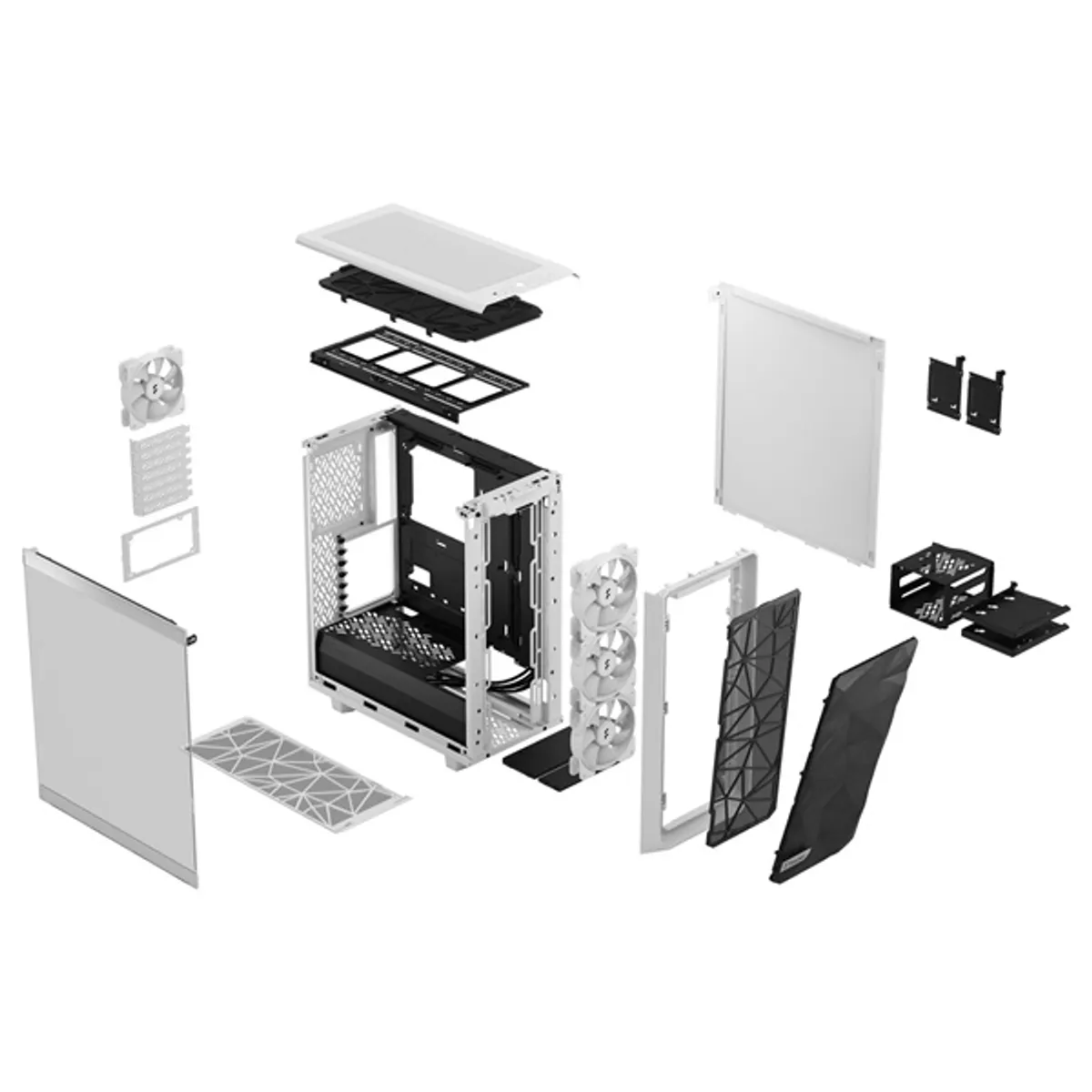 Fractal Design FD-C-MES2C-08 Meshify 2 Compact RGB Fehér 3 beépített ventilátor, 7 hely, 2x 3,5" belső hely, 4x 2,5" belső hely, USB 3.0, fejhallgató csatlakozó, mikrofon csatlakozó #4