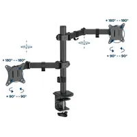 GEMBIRD MA-D2-03 monitortartó kar két monitor 17"-32" 9kg 75x75;100x100 forgatható 180° billenthető 90° kábelrendező fekete #2