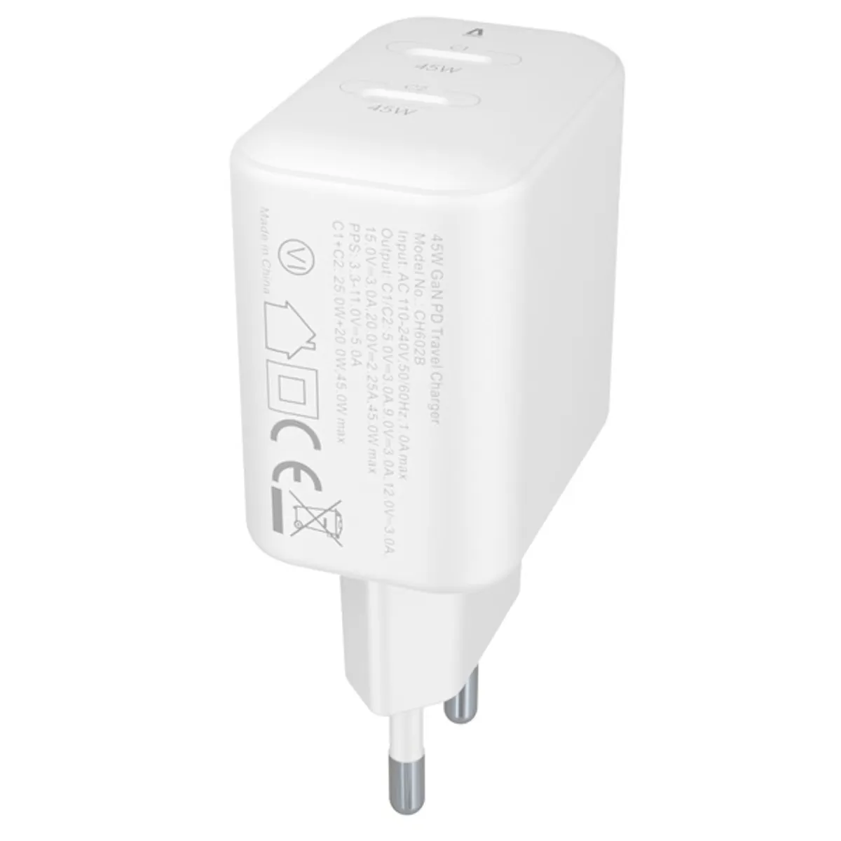 AVAX AVAX CH602W SPEEDY+ 45W GaN 2x USB-C PD3.0 fehér univerzális #5