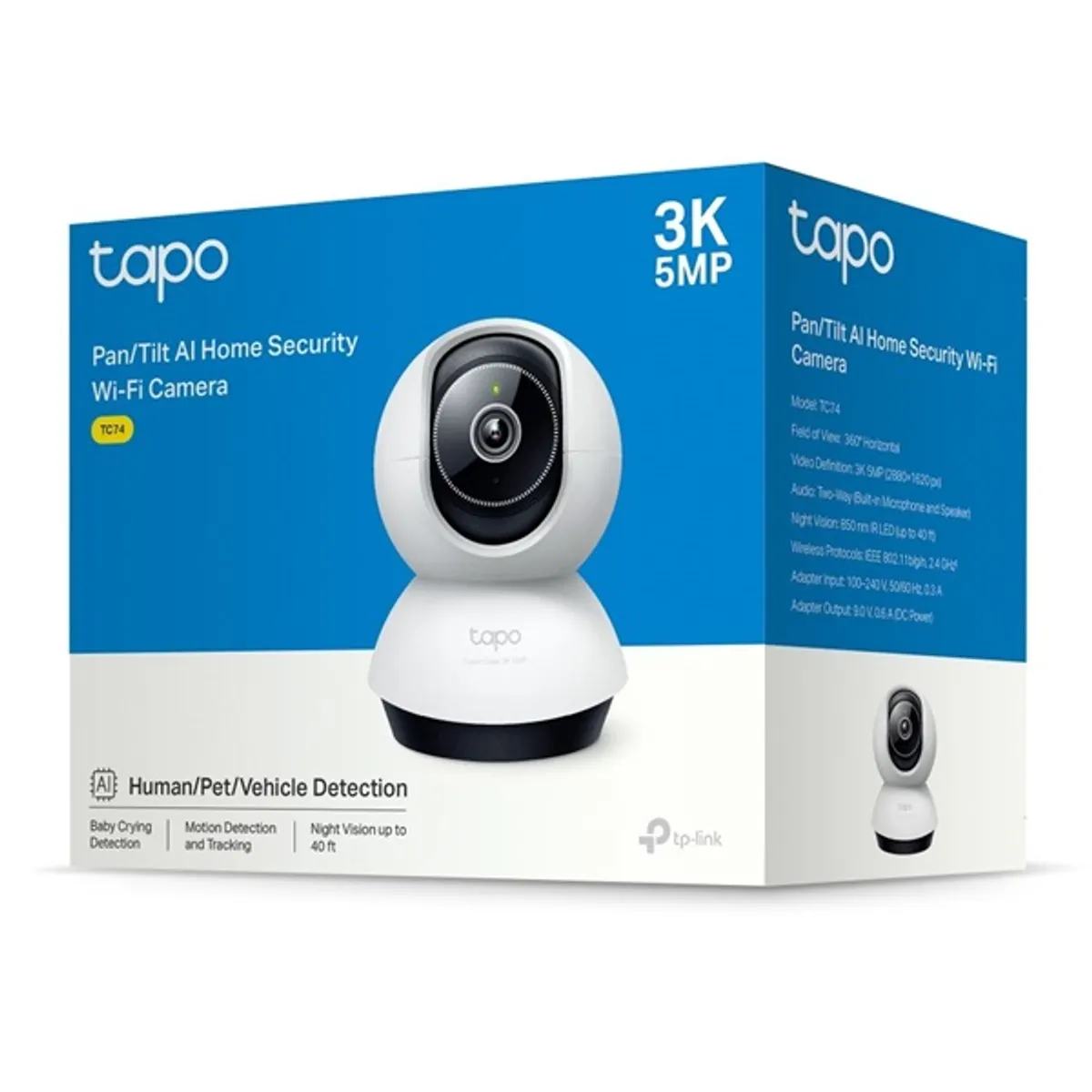 TP-LINK TC74 TC74 AI otthoni biztonsági Wi-Fi kamera Vezeték nélküli Van Pant-Tilt-Zoom Van Mozgás érzékelés Van Felbontás 5,00 MP #5