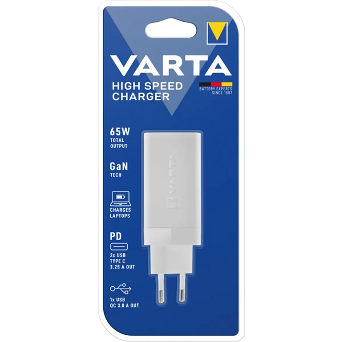 Varta 57956101401 3-portos töltő GaN 65 W 2x USB-C USB-A 3.0 Fehér 100-240 V #2