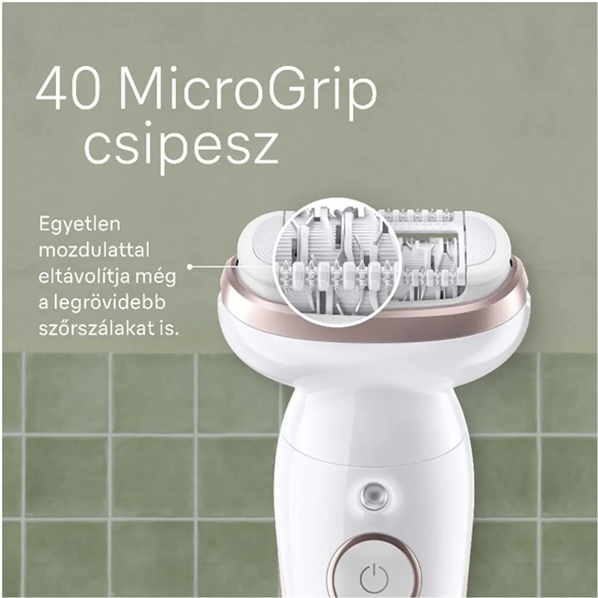 Braun 80743182 epilátor 0,5 mm hosszbeállítás 40 MicroGrip csipesz vízálló nedves és száraz használat masszázsgörgő feltét 50 perc #4