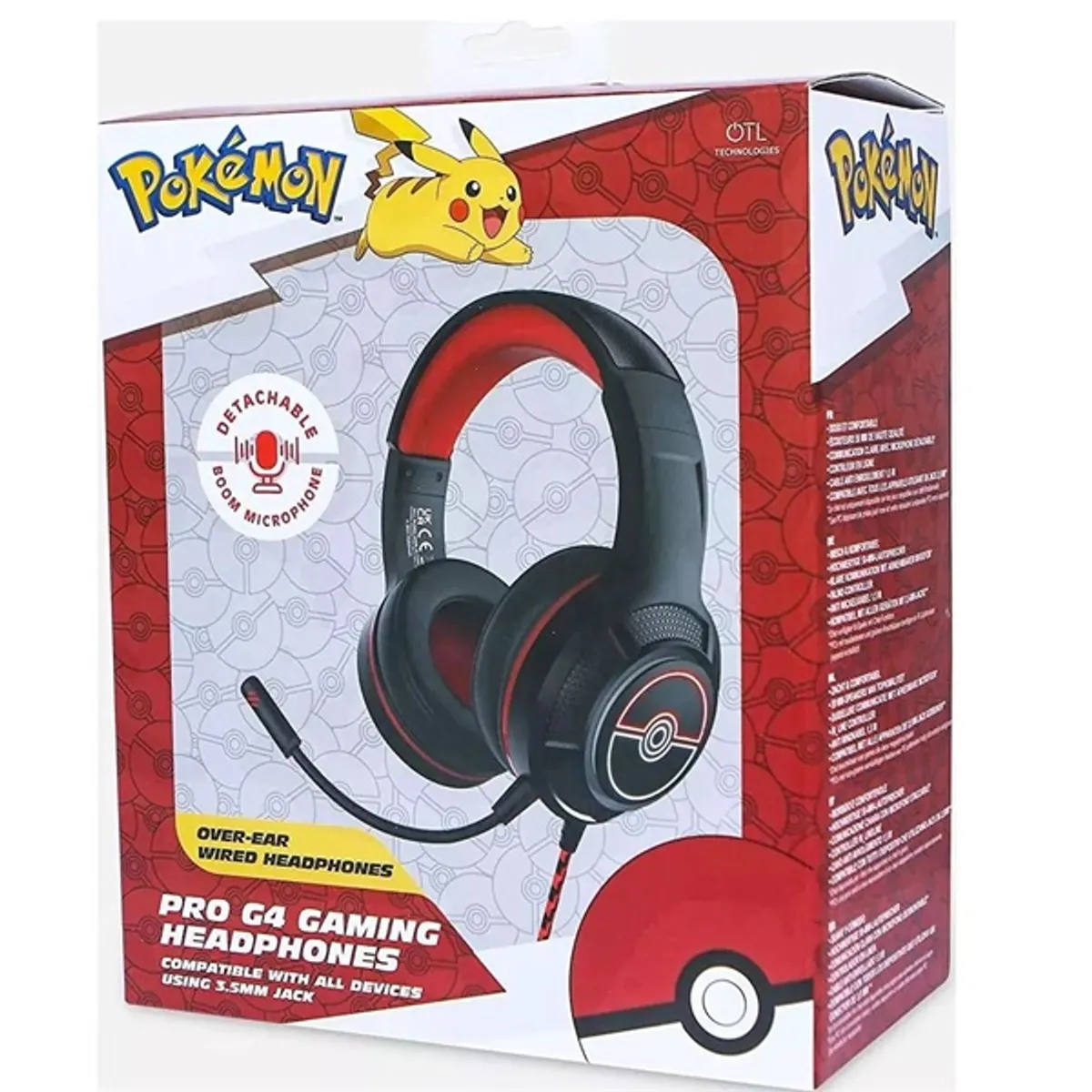 OTL PK0904 Poké Ball Pro G4 50 mm 32 ohm 20-20 kHz fekete piros gamer vezetékes 3,5 mm jack #6