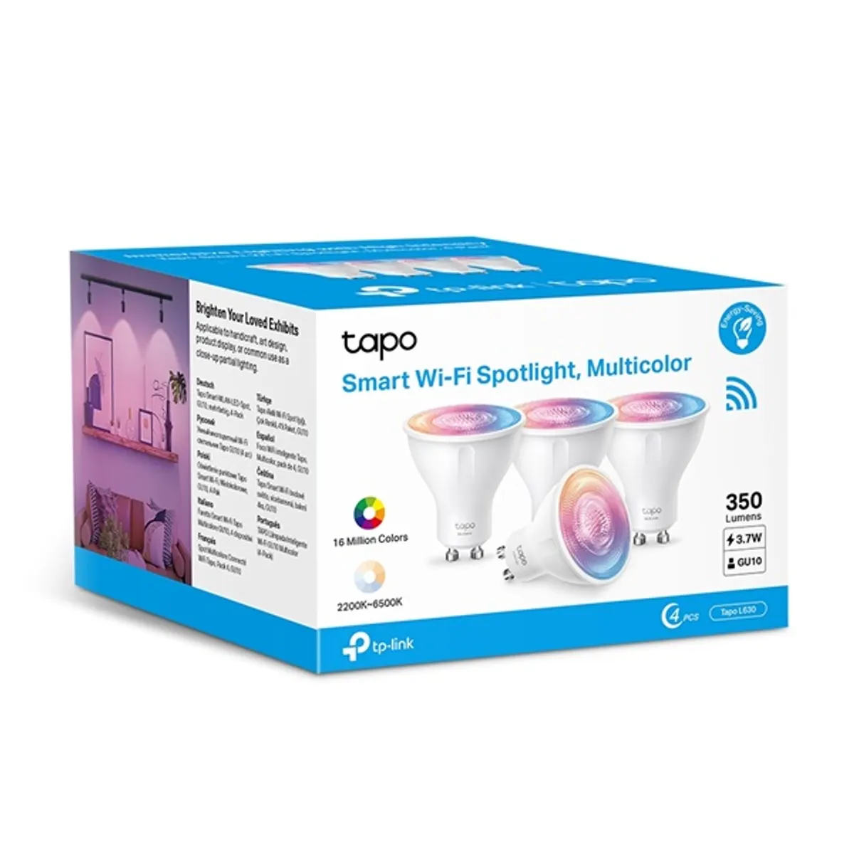 TP-LINK TAPO L630 LED fényforrás GU10 okos RGB szabályozható szín távvezérlés 350 lm élettartam 15000 h kapcsolási ciklusok 15000 #7