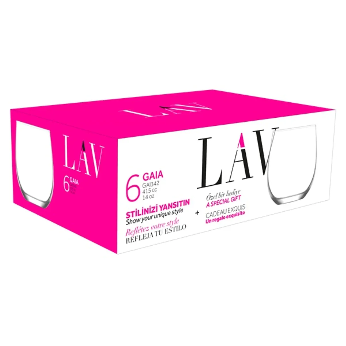 LAV LV-GAI342F Gaia long drink koktélos pohár készlet átlátszó üveg 0,415 L 6 db #1
