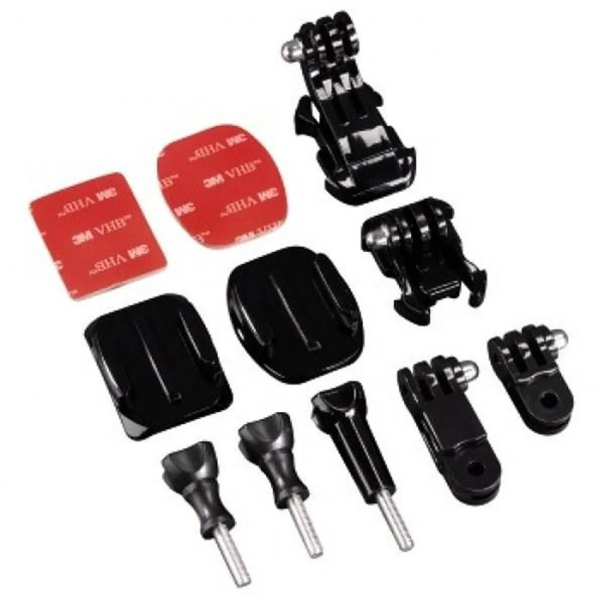 Hama 00004397 tartozék szett GoProhoz íves és lapos rögzítőelem, 2x 3M tapadó, könyök elem, gyorscsatlakozó mount, 2 rövid csavar, 1 hosszú csavar #1