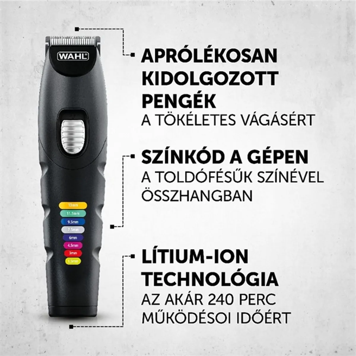WAHL 7700000052 Color Trim Advanced testszőrnyíró Li-ion akku 0,5-13 mm 9 hosszbeállítás 4 pengés mosható gyorstöltés #5
