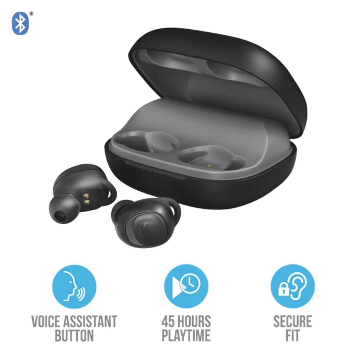 Trust 23256 Duet XP fülhallgató fekete Bluetooth IPX5 4 óra #2