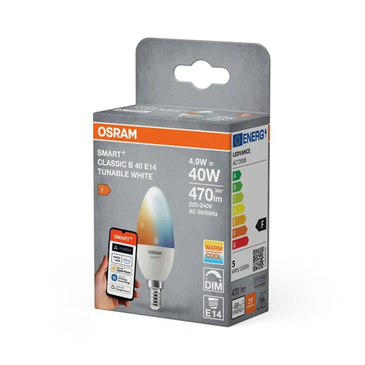 Osram Smart Matter B40 gyertya E14 5W 470 lm 2700-6500K állítható #2