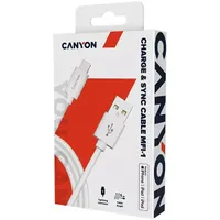 Canyon CNS-MFICAB01W Ultra-kompakt MFI kábel Fehér 100 cm USB-A Lightning adat- és töltőkábel #3