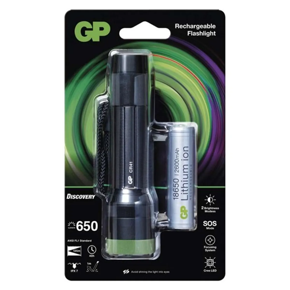 GP Batteries P8511 tölthető LED lámpa 18650 IPX7 650 lm fekete #7