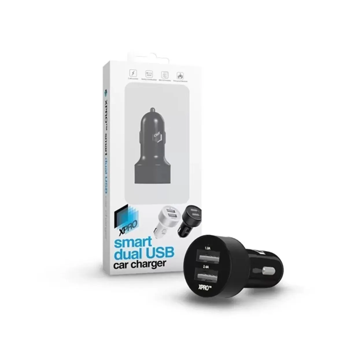 XPRO 115807 Smart Dual USB Autós töltő Fekete 2 USB-A univerzális kompatibilitás #1