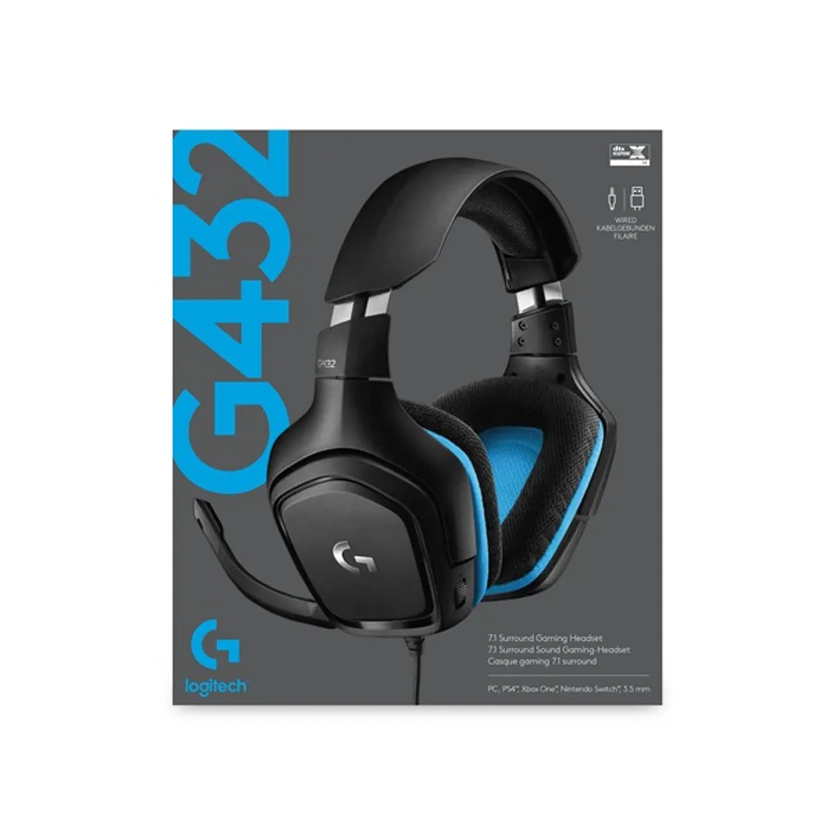 LOGITECH 981-000770 G432 7.1 headset USB, 2 m, 50 mm, 39 ohm, 107 dB, fekete, balos mikrofon #4