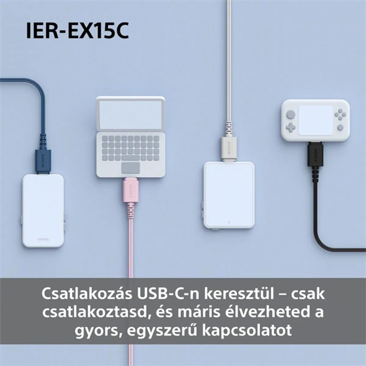 Sony IEREX15CL.CE7 USB Type-C vezetékes mikrofonos fülhallgató kék 120 cm #3