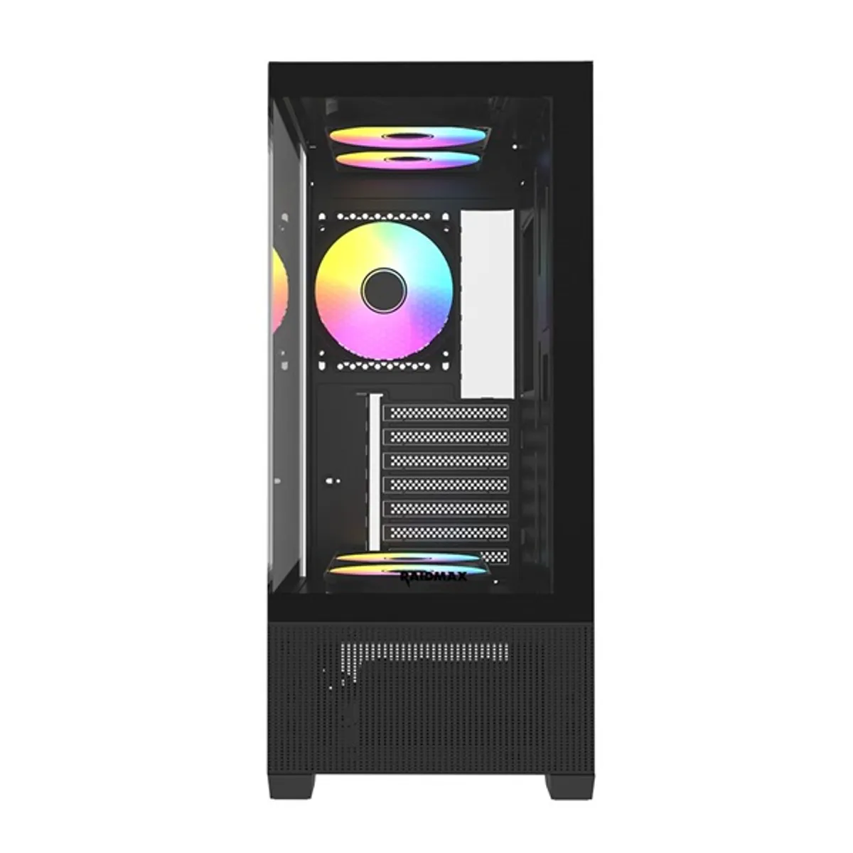 RAIDMAX I802ABS i802 fekete ATX 7 bővítőhely 5 db ventilátor USB 3.0 2x3,5" HDD 3x2,5" SSD edzett üveg táp nélküli #2