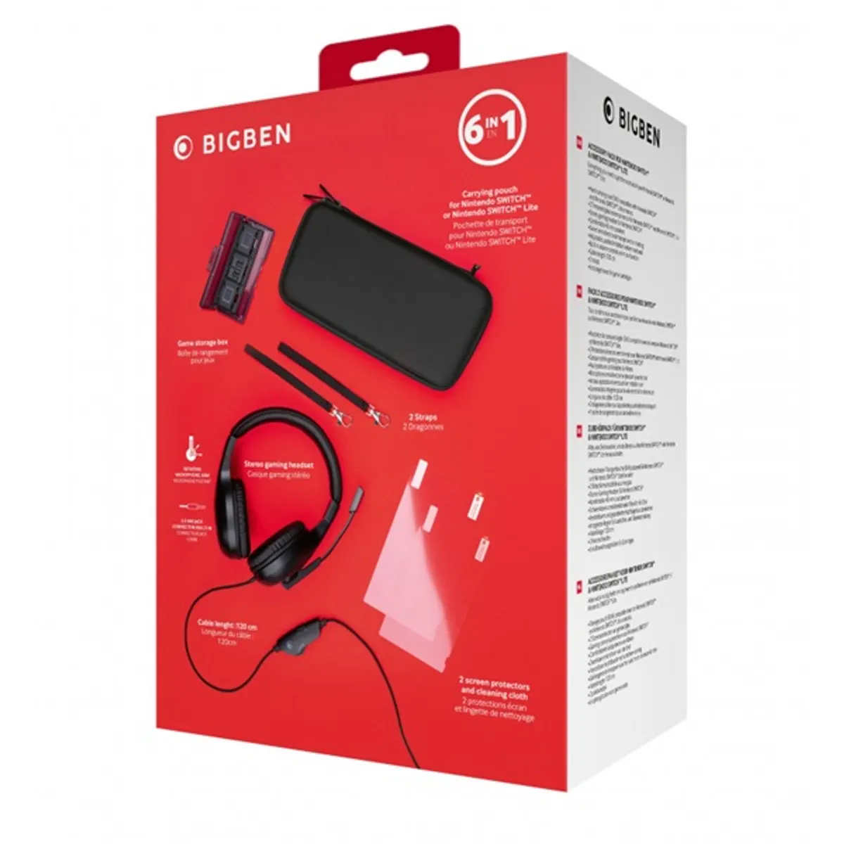 BIGBEN 2807405 Essential Pack Nintendo Switch fekete-piros 120 cm 3,5 mm Jack vezetékes hangerőszabályzó #3