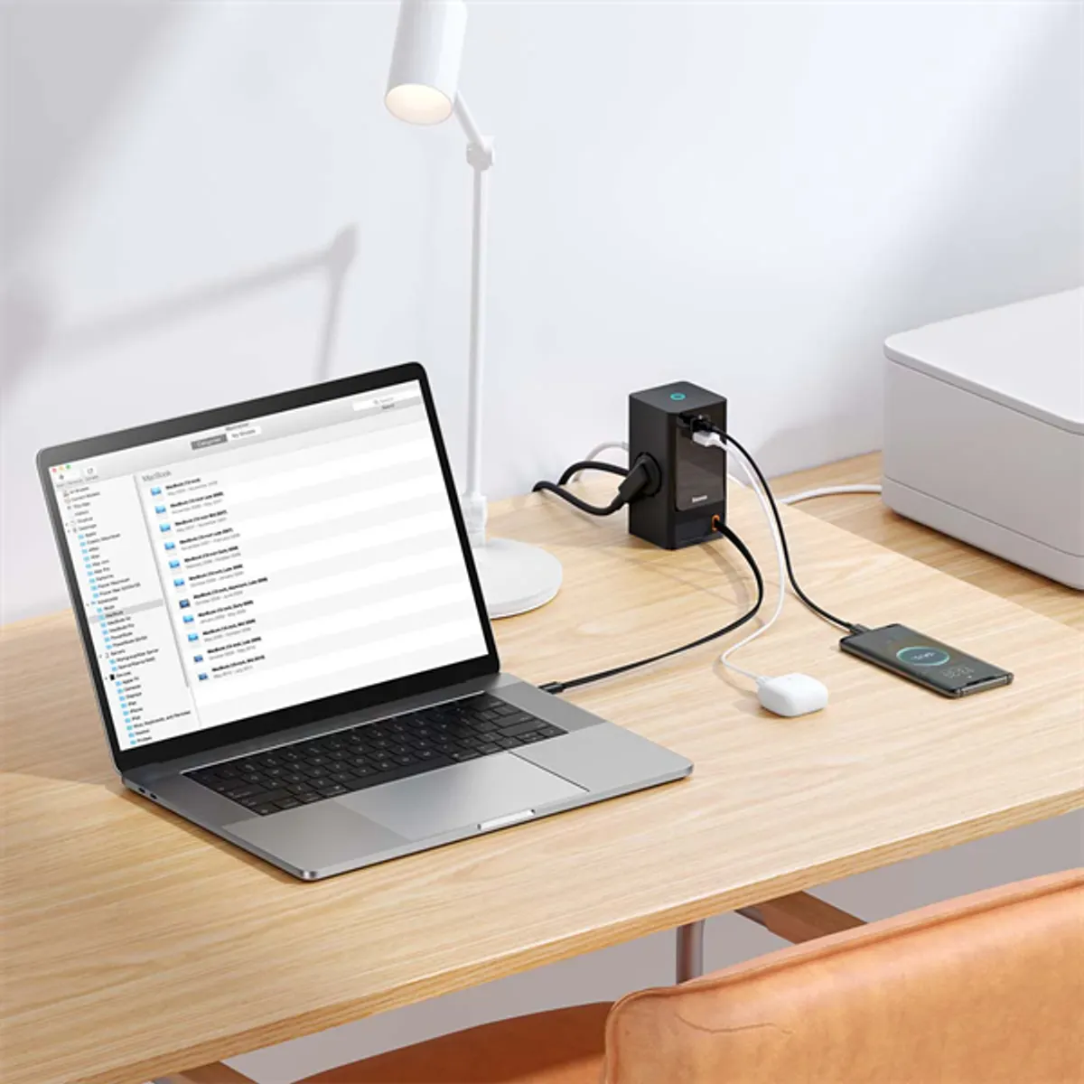 Baseus PSLR000301 PowerCombo töltőállomás 65W univerzális 2 USB-C 1 USB-A kihúzható kábel 1,5 m fekete #7