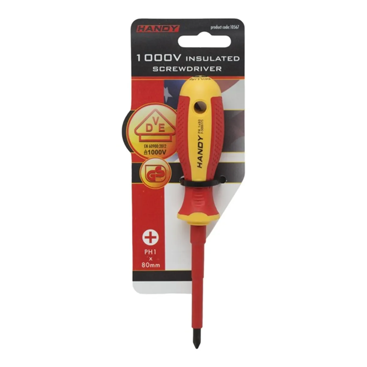 Handy 10567 PH1 csavarhúzó szárhossz 80 mm, 1000V-ig szigetelt markolat, mágneses fej #3
