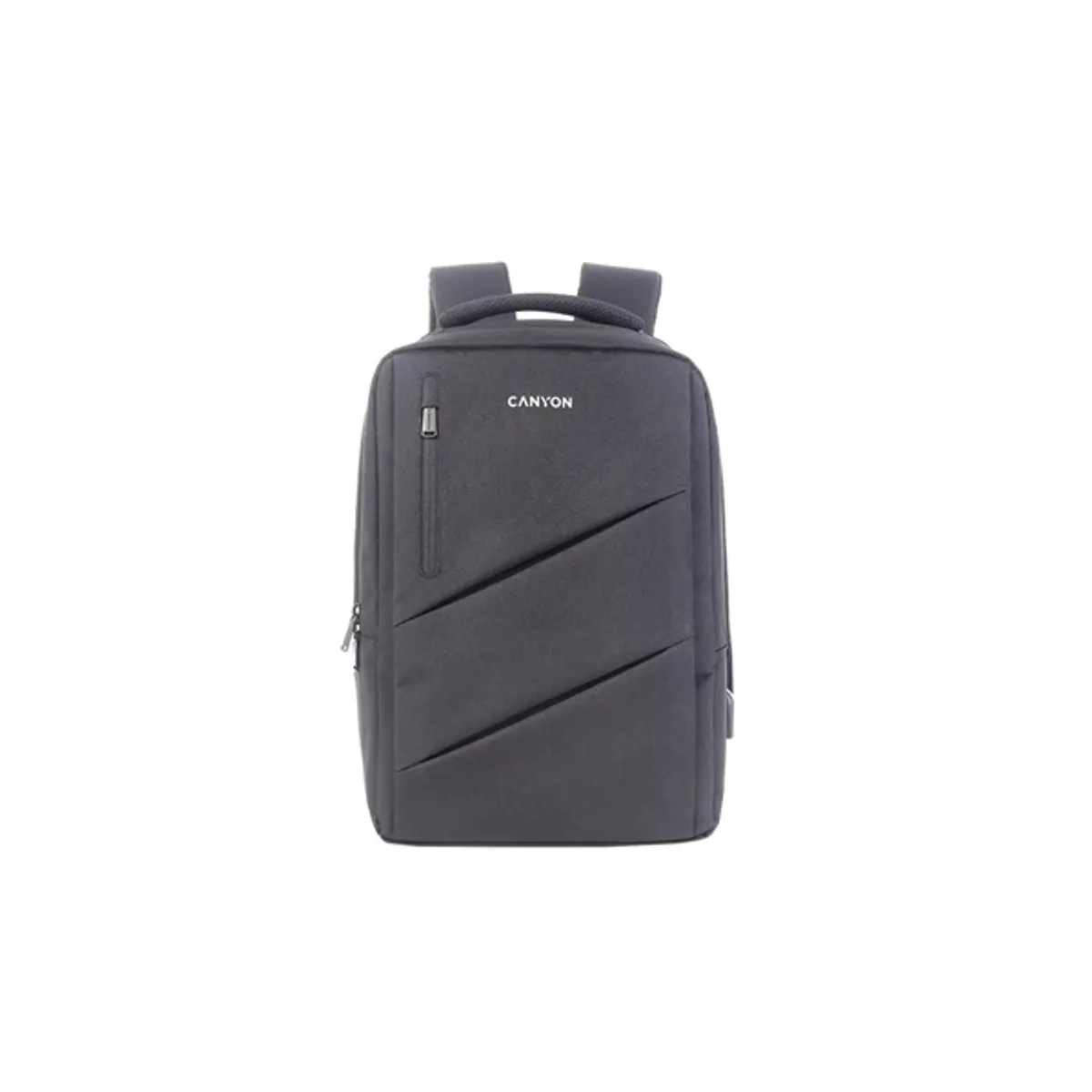 Canyon CNS-BPE5GY1 Hátizsák 15,6" notebook kompatibilitás, párnázott belső, poliészter, szürke, USB-A töltőport, 5 belső zseb #1