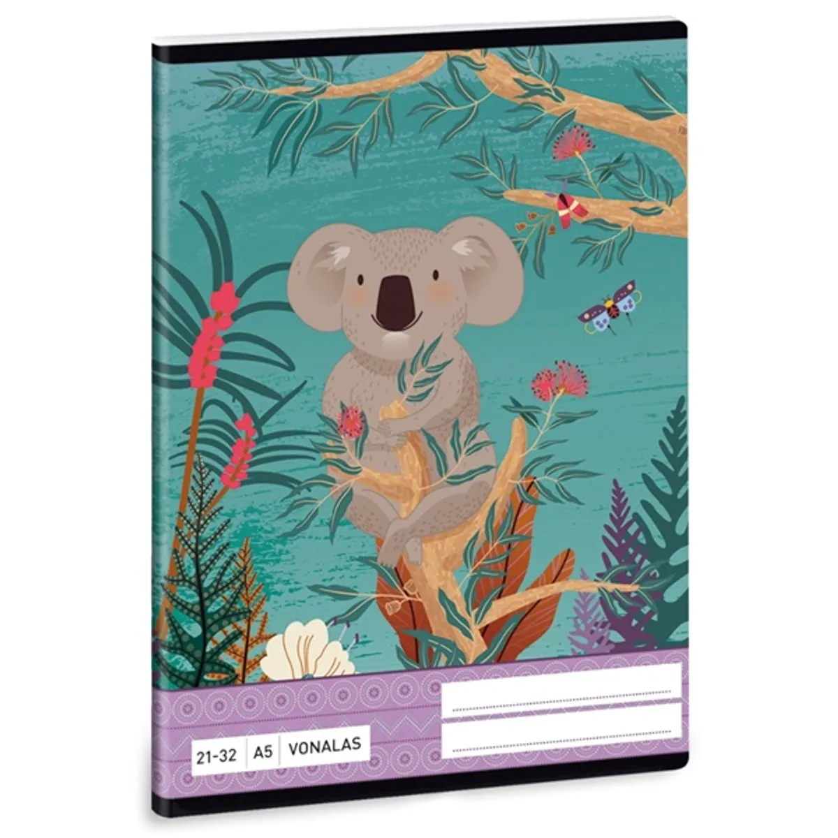Ars Una 53620446 Kirra Koala A5 32 oldalas vonalas füzet fényes fólia mintás karton fedél #1