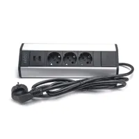 TOO VPS-315-3S IP20 3x schuko 2x USB-A ezüst 1,8 m kábel asztalra rögzíthető elosztó